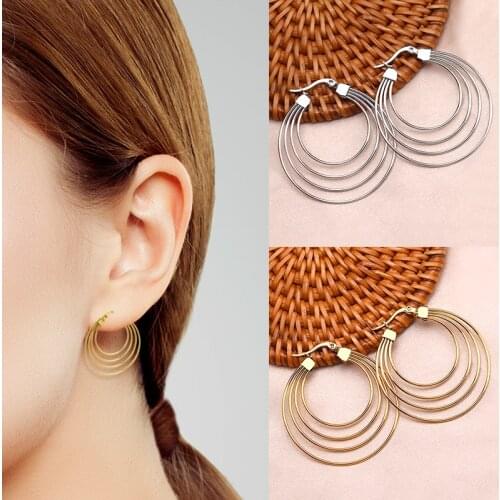 Boho Circle Earring Simpl large Circle Earrings Luxury Hoop Earrings Large Golden Earrings For women Asymmetrical Earrings 2021