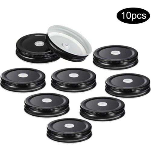 10pcs Regular Caliber Drinking Bottle Lids With Straw Hole Reusable Leak Proof Sealing Drink Bottle Cover Cap Safety Storage Lid
