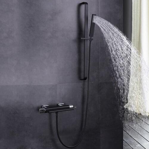 Matte Black brass wall mounted bathroom Bathtub mixer tap Waterfall Shower faucet high quality Bathroom faucet set--3365