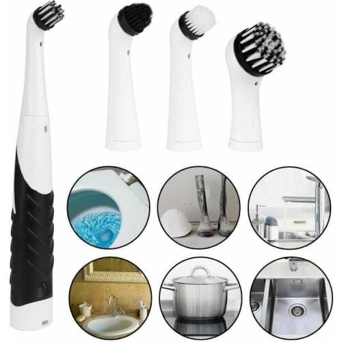 Multifunction Electric Sonic Scrubber Super Cleaning Brush Household Cleaner Brush 4 Brush Heads Hot