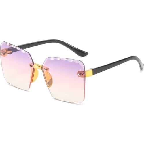 Fashion 2021 Frameless Square Childrens Sunglasses Lace Lens Brand Kids Sun Glasses Gifts for Boys and Girls Pink Yellow