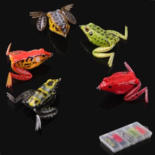 5pcs/box 16g Frog Fishing Lures Kit Snakehead Lure Topwater Floating Ray Frog Artificial Bait pesca isca for trout bass fishing