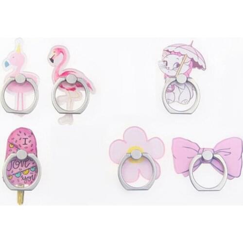 2019 New Acrylic Cartoon Stay Cute Finger Ring Flamingo Cat Ice Cream Mobile Phone Ring Bracket For IPhone6S 7 8P Xs