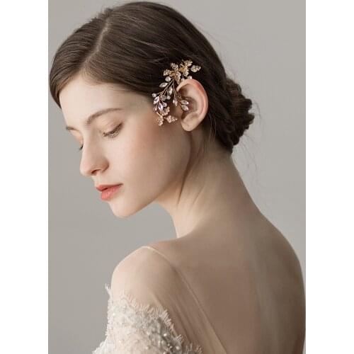 Romantic Sweetheart Bridal Headdress Alloy Crystal Rhinestone Hair Comb for Wedding Perform Studio Travel Photo O373