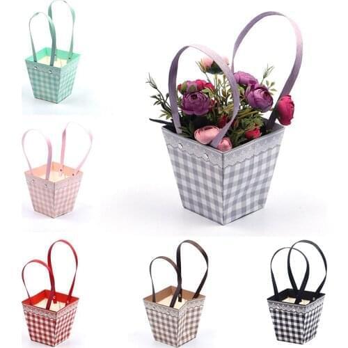 Portable Foldable Flower Box Waterproof Paper Packing Bag Florist Fresh Flower Carrier Bag Handmade Bouquet Basket Wedding Gift