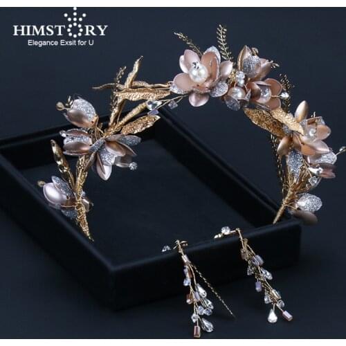 Himstory Headwear Retro Style Hairband Fairy Pearl Flower Leaves Headband Girls Womens Princess Hair Accessories