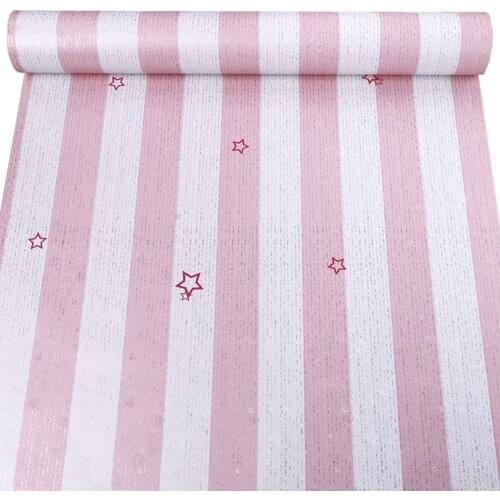 GLOW4U Self Adhesive Vinyl Stripe Contact Paper Peel and Stick Wallpaper for Walls Kids Girls Bedroom (Pink, 17.7x117 Inches)