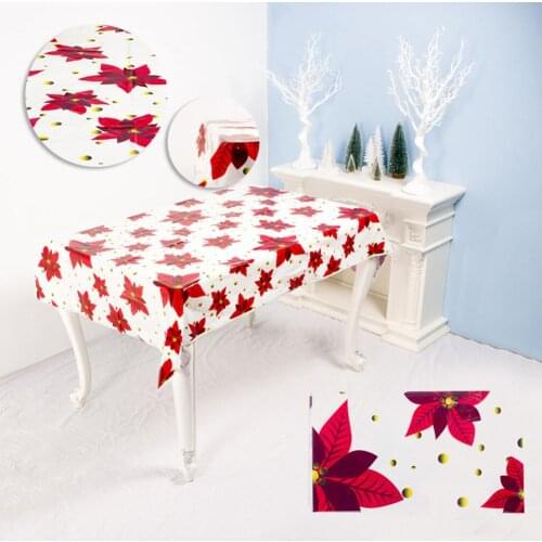 Tablecloth Merry Christmas Waterproof PVC Dinning Table Cover Cloth Decoration