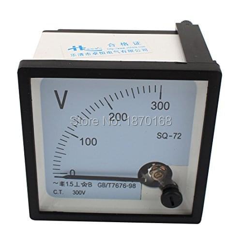 SQ-72 Class 1.5 AC 0-300V Analog Square Voltmeter Panel Volt Meter