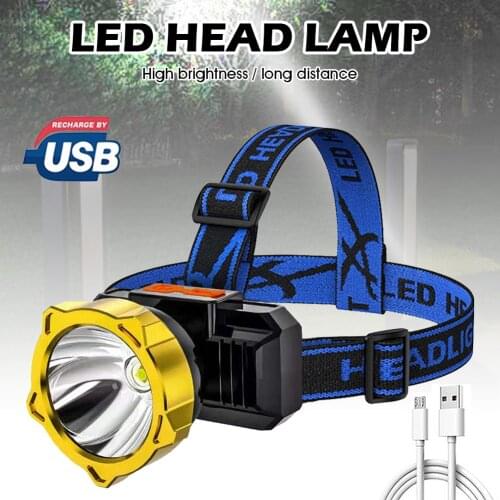 LED Headlamp 3 Modes Adjustable Focus Headlight Waterproof High Powerful HeadlampTorch for Outdoor 18650 Rechargeable Batteries