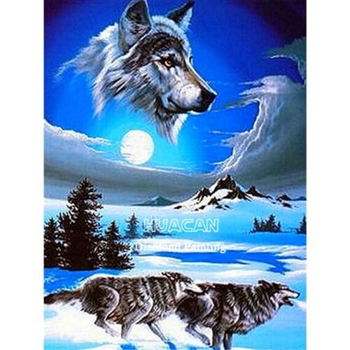 Wolf Animal Printed Water-Soluble Canvas 11CT Cross Stitch Embroidery Complete Kit DMC Threads Sewing work Promotions