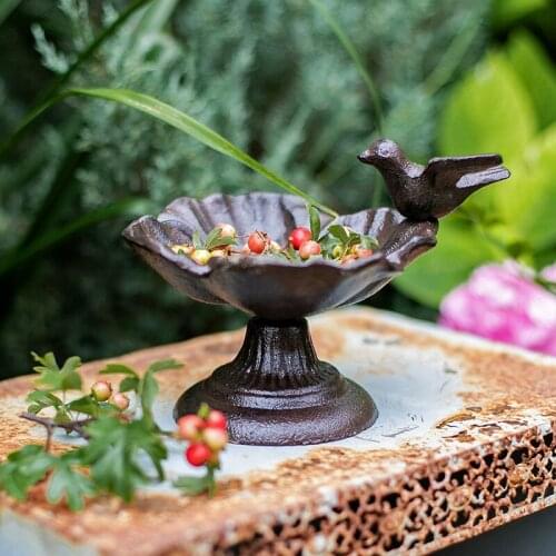 Iron Candlestick Bird Bowl European Style Retro Bird Petal-Shaped Crafts Gardening Decoration Ornaments Storage Tray