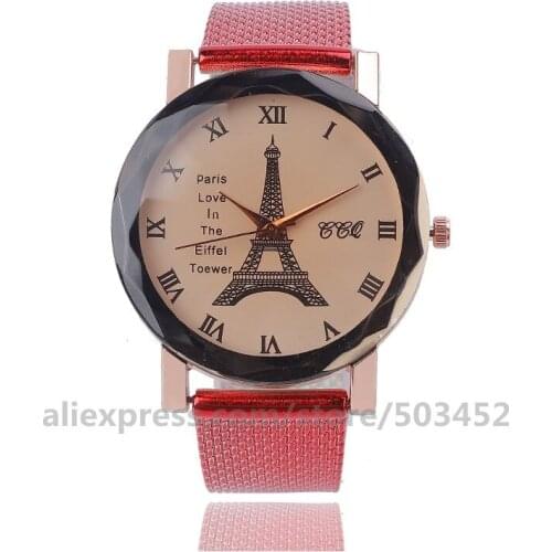 100pcs/lot CCQ 920024 Hot Sells Reloj Mujer PVC Belt Girl Gift Bracelet Watch Eiffel Wristwatch Women New Style Clock