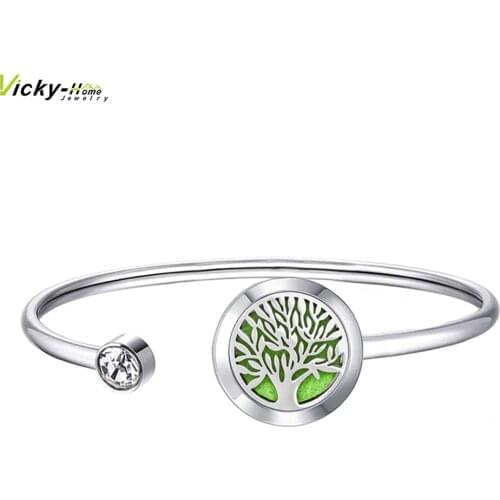 20mm With Magnet Can Wiggle Up and Down Aroma Locket Stainless Steel Bangle Essential Oils Diffuser Locket Bracelet (Dropship)