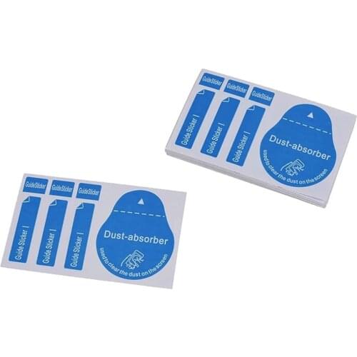 50Pcs Blue Dust Removal Phone Screen Cleaning Tool All Mobile Phones 3 in 1 Dust-absorber + Guide Sticker Clear Dust on Screen