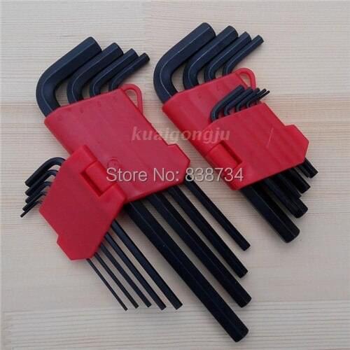 9pcs/set extra long size steel with black oxide plated hex key set allen key 1.5-10mm wrench tool handle