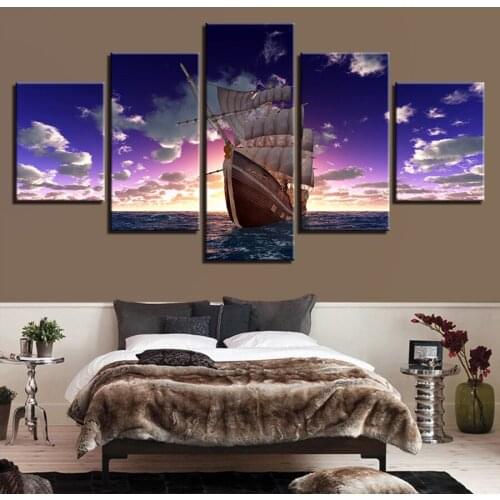 Diy diamond painting 5Pieces Sailboat Sunset Seascape diamond picture full square round diamond embroidery rhinestone artZP-925