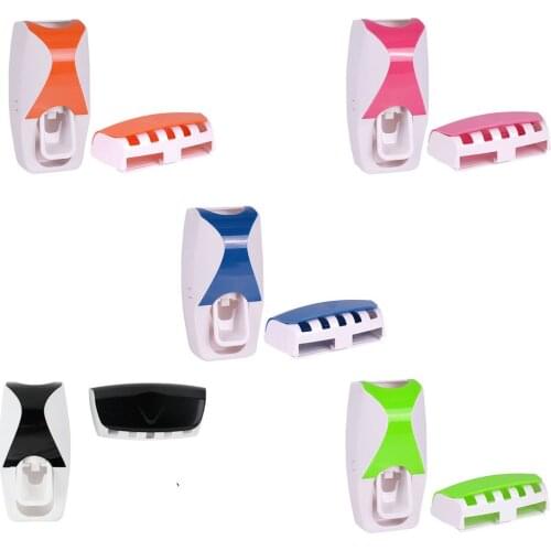 Automatic Toothpaste Dispenser Wall Mount Dust-proof Toothbrush Holder Squeezer Wall Mount Storage Rack Bathroom Accessories Set