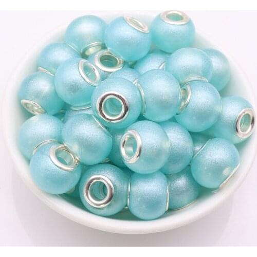 10Pcs Round Core Round Pearl Hole Bead Charm European Beads Glass Spacer Beads fit Pandora Bracelet Necklace for Jewelry Making