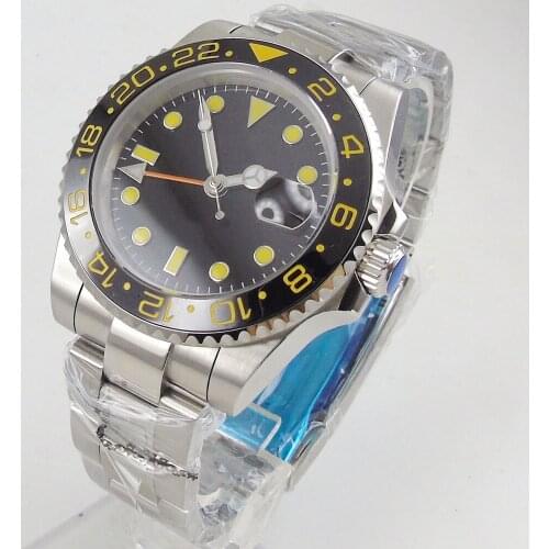 New Mens Automatic Mechanical Watches GMT Watch 40mm Sapphire Stainless Steel Waterproof Watch Ceramic Bezel
