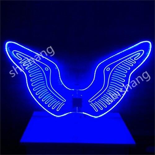 CY07 Ballroom dance luminous wings catwalk performance stage wears outfit bar RGB light colorful led costumes women wings clothe