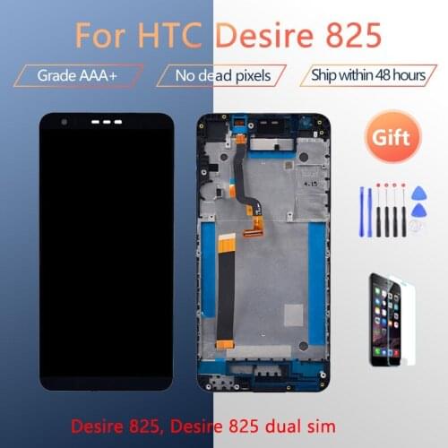 For HTC Desire 825 LCD screen assembly with front case touch glass,5.5 inches LCD Display original Black White