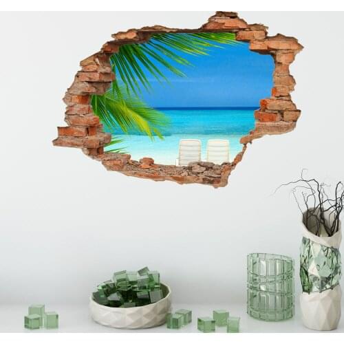 EW063 Simulation 50cm*70cm broken wall 3D stereo wall stickers fake windows living room bedroom background stickers