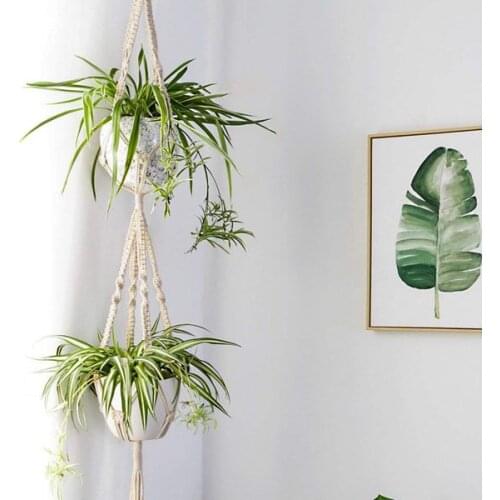 Macrame Plant Hangers - 4 Pack, In Different Designs - Handmade Indoor Wall Hanging Planter Plant Holder - Modern Boho Home De