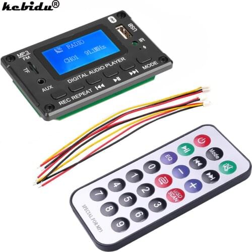 Kebidu Handsfree LCD Screen MP3 Decoder Board Bluetooth 5.0 Wireless 5V 12V Support USB TF LINE IN FM With Remote Control Hot