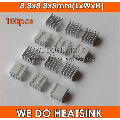 100pcs 8.8x8.8x5mm Ram Heatsink Chipset Aluminum Heat Sink With Thermal Conductive Tape Fans & Cooling