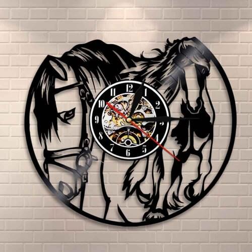 Vinyl Record Clock Home Decor Mustang Wild Horse In The Wind Horse Gift Galloping Horses Wall Art Interior Design Wall Clock