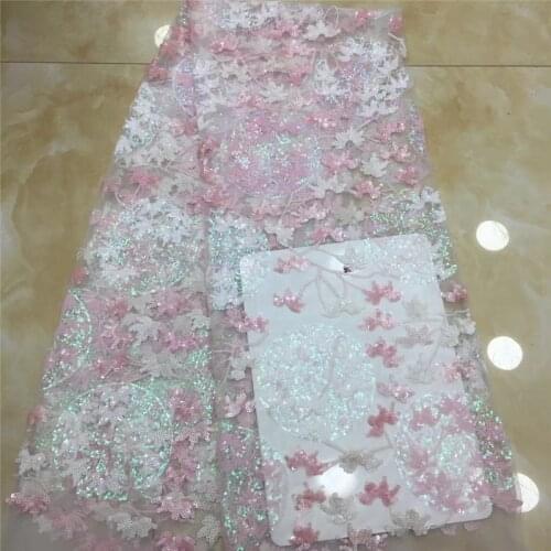 Nigerian Lace Fabric 2020 High Quality Lace Fabric Wedding dress White African With Sequins Nigerian French Lace Fabric x17-36