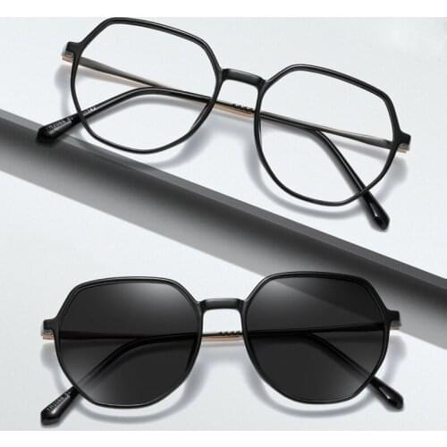 Elbru Anion Anti-blue Glasses Photochromic Glasses Metal Big Frame Plain Glasses Eye Protection Ultraviolet-proof Glasses