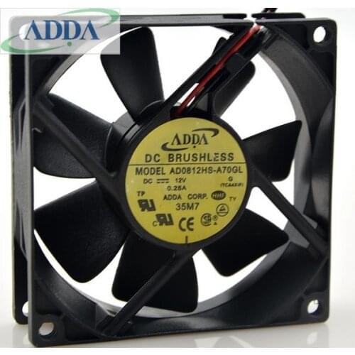 Original FOR ADDA AD0812HS-A70GL 8025 DC12V 0.25A 8cm case cooling fan