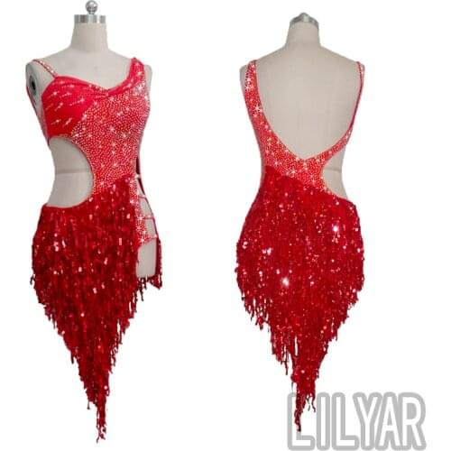 New Latin Dance Dress Competition Dress Costumes Skirt Performing Dress Adult Customize Children Red Matador Skirt Split Skirtes