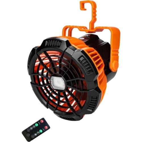 USB Rechargeable Camping Fan with LED Lantern Timing Remote Control 3 Speed Hanging Ceiling Fan for Home Tent Outdoor