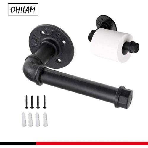 Industrial Pipe Toilet Paper Holder Wall Mounted Pipe Decor Commercial Vintage Heavy Duty DIY Rustic Iron Towel Racks Hardware