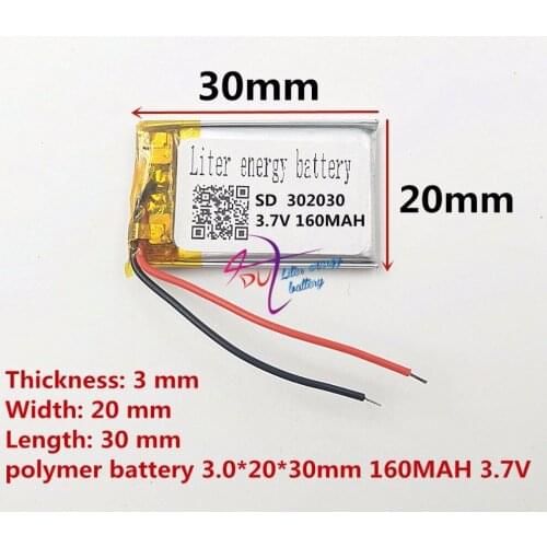 Size 032030 3.7V 160mah Lithium polymer Battery With Protection Board For MP3 MP4 GPS Digital Products Free Shipping