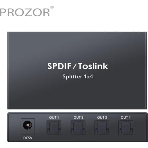 PROZOR Digital hdmi splitter 1x4 converter hdmi Audio Splitter Digital SPDIF Toslink Optical Fiber for Blue-Ray DVD HDTV