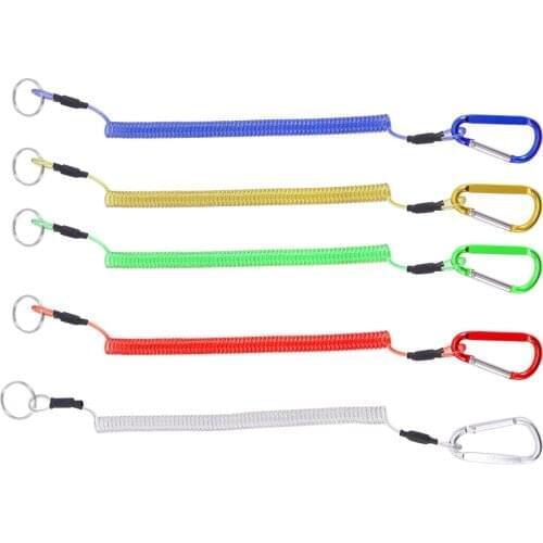 Safety Fishing Lanyard Spring Boating Rope Retractable Anti-lost Tether With Carabiner For Outdoor Hiking Accessories
