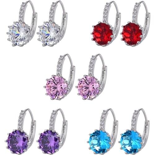 High Quality Candy Style Pendant Colors Crystal Drop Earring Women Personality Love Metal Cold Light Earrings Jewelry