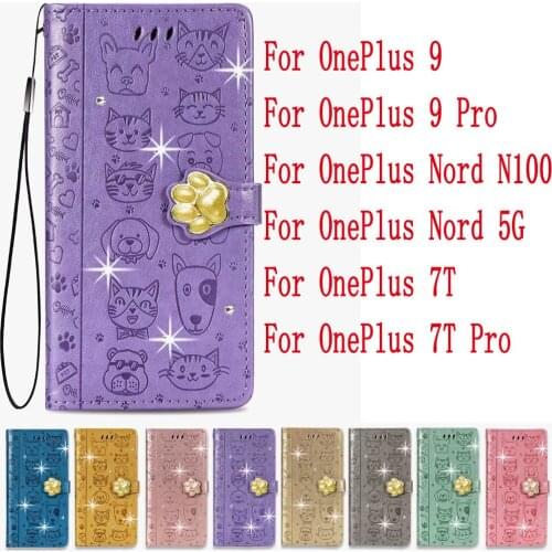 Sunjolly Leather Case Flip Card Wallet Stand Cover coque For OnePlus 9 9 Pro 7T 7T Pro Nord 5G Nord N100