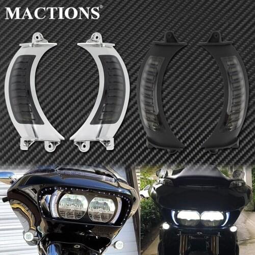 Motorcycle LED Side Marker Turn Signal Light Blinker Black/Chrome For Harley Touring Road Glide FLTRX 2015 2016 2017 2018 2019