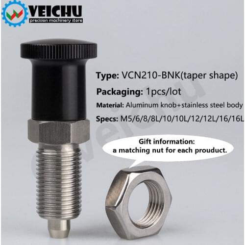 Locating Spring Plungers Tapper Shape Screw Bolts Position Indexing Plungers Stainless Steel With Aluminum Knob