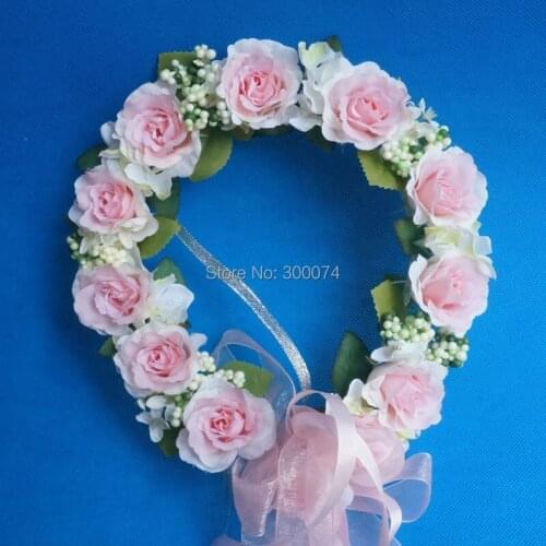 Head Wreath & Garland Artificial White Rose Flower Hair Bridal Accessory Decorative Flowers Wreaths Silk Rose For Wedding