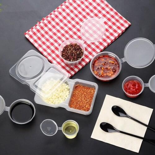 High quality disposable plastic cups 48ml 100ml pudding yogurt cups small sauce salad fruit takeaway packaging cups with lid