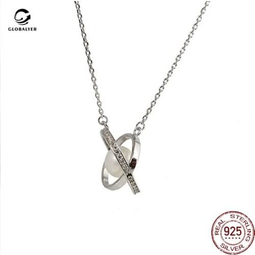 Pearl necklace Female fashion europe and america DIY empty support accessories S925 sterling silver Clavicle Chain 060