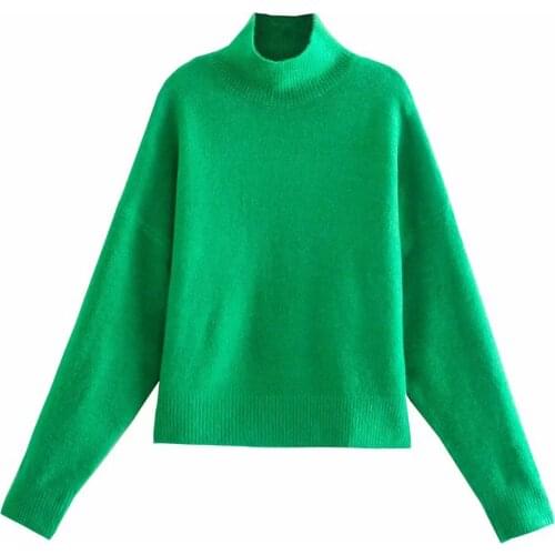 2021 Fashion Soft Touch Loose Knitted Turtleneck Sweater Women Long Sleeve Cashmere Sweater Female Pullovers Chic Jumper Tops