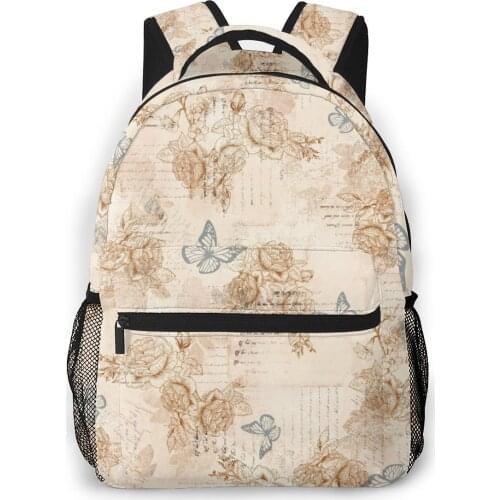 Backpack Women Shoulder Bag For Teenage Girls Birds Beige Print Bagpack Female Ladies School Backpack