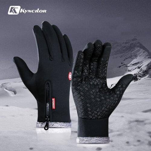 Kyncilor Cold Winter Hiking Bicycle Gloves ciclismo Thicker Anti Slip Fleece Windstopper Touch Screen Warm Cycling Gloves